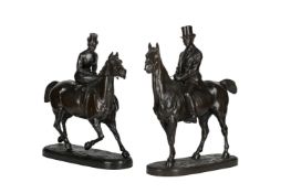 AFTER FRANCIS MONTAGUE HANDLEY, TWO EQUESTRIAN BRONZES, LATE 19TH OR EARLY 20TH CENTURY
