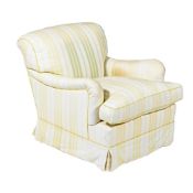 AN UPHOLSTERED ARMCHAIR, RECENTLY MANUFACTURED BY HOWARD CHAIRS LTD