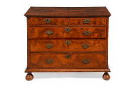 A QUEEN ANNE WALNUT AND CROSSBANDED CHEST OF DRAWERS, EARLY 18TH CENTURY AND LATER