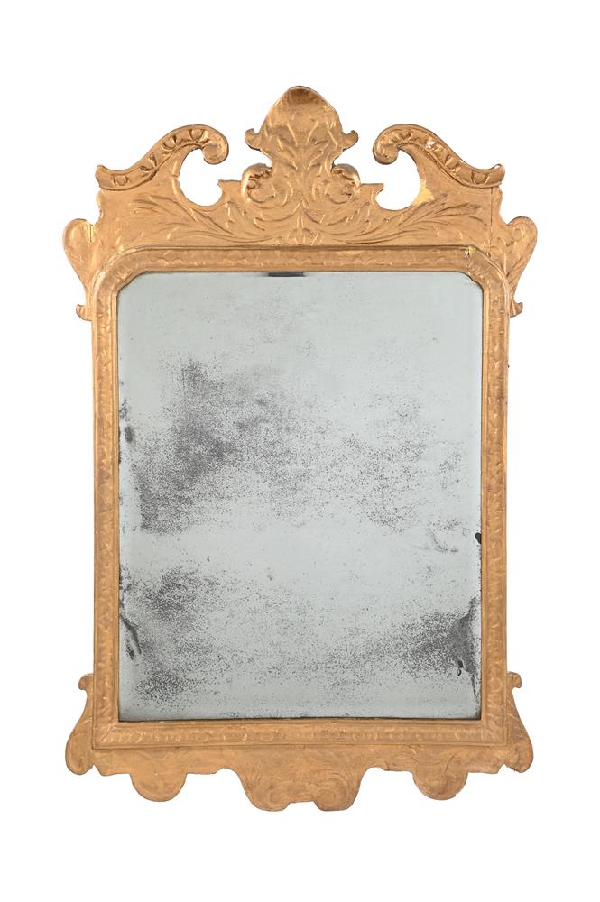 A CARVED GILTWOOD WALL MIRROR, 19TH CENTURY, IN GEORGE II STYLE