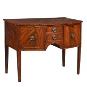 A GEORGE III MAHOGANY BOW FRONT SIDEBOARD, LATE 18TH CENTURY