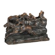 A BRONZE STATIONERY OR LETTER RACK, LATE 19TH OR EARLY 20TH CENTURY