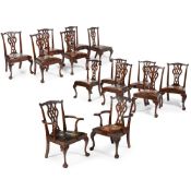 A SET OF FOURTEEN MAHOGANY DINING CHAIRS, LATE 19TH OR EARLY 20TH CENTURY