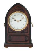 Y A MAHOGANY MANTEL CLOCK, COMPRISING 19TH CENTURY AND LATER ELEMENTS
