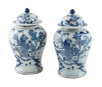 A PAIR OF CHINESE BLUE AND WHITE VASES, 20TH CENTURY