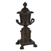 A BRONZE CASSOLETTE OF CAMPANA FORM, EARLY OR MID 19TH CENTURY