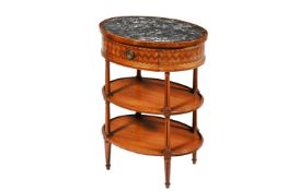A WALNUT, PARQUETRY AND MARBLE GUERIDON OR CENTRE TABLE, FRENCH, MID 19TH CENTURY
