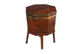 A GEORGE III MAHOGANY AND BRASS BOUND OCTAGONAL WINE COOLER, LATE 18TH CENTURY