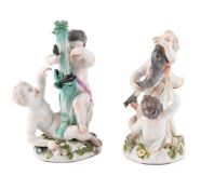TWO SIMILAR MEISSEN GROUPS OF PUTTI, MID 18TH CENTURY