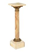 A GILT METAL MOUNTED ONYX PEDESTAL COLUMN, LATE 19TH OR EARLY 20TH CENTURY