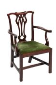A GEORGE III MAHOGANY OPEN ARMCHAIR, CIRCA 1770