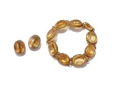 A CITRINE BRACELET AND EARRINGS
