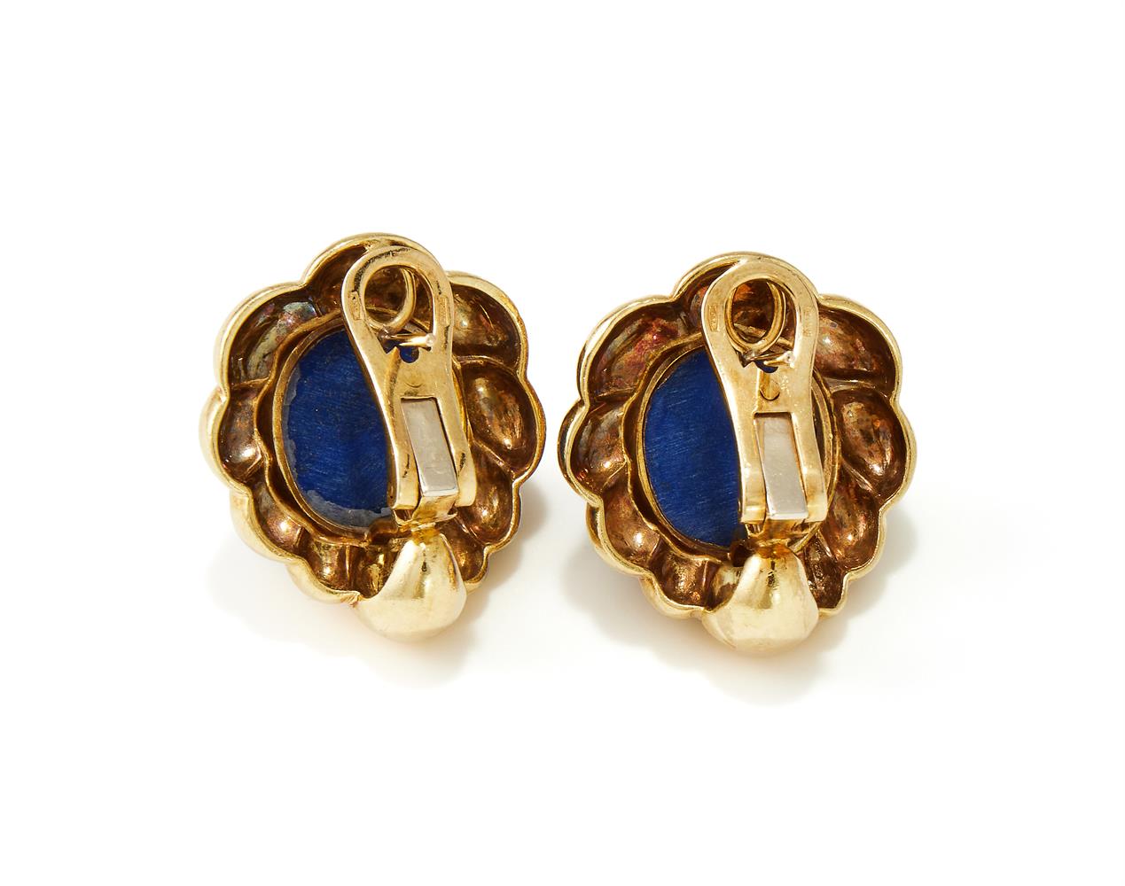 A PAIR OF LAPIS LAZULI EARRINGS - Image 2 of 2