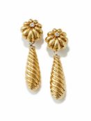 A PAIR OF DIAMOND SET DAY AND NIGHT EARRINGS