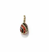 VICTOR MAYER FOR FABERGÉ, A MODERN RED ENAMEL AND DIAMOND EGG PENDANT