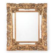 A LARGE FLORENTINE CARVED GILTWOOD MIRROR, 19TH CENTURY