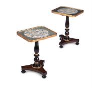 Y A PAIR OF ROSEWOOD AND PARCEL GILT OCCASIONAL TABLES, CIRCA 1815 AND LATER