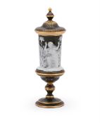 A MINTON PÂTE SUR PÂTE BROWN GROUND URN AND COVER, BY MARC-LOUIS SOLON, LATE 19TH CENTURY