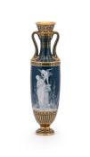 A MINTON PÂTE SUR PÂTE BLUE GROUND VASE, BY MARC-LOUIS SOLON, LATE 19TH CENTURY