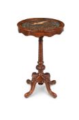 Y A VICTORIAN ROSEWOOD AND SEPTARIAN NODULE INSET TRIPOD TABLE, MID 19TH CENTURY