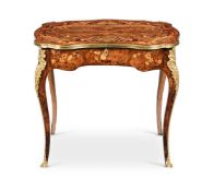 Y A WILLIAM IV SPECIMEN MARQUETRY AND GILT METAL MOUNTED WRITING TABLE, IN THE MANNER OF EDWARD HOLM