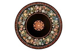 A CARVED GILTWOOD AND SCAGLIOLA MOUNTED CENTRE TABLE 19TH CENTURY