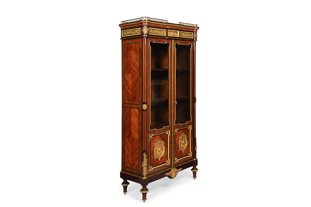 Y A TULIPWOOD, AMBOYNA, FRUITWOOD AND ORMOLU MOUNTED DISPLAY CABINET, THE MOUNTS BY HENRI PICARD, - Image 2 of 4