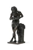 AFTER FRANCISQUE JOSEPH DURET (FRENCH 1804-1865), A BRONZE FIGURE OF A BACCHIC MUSICIAN