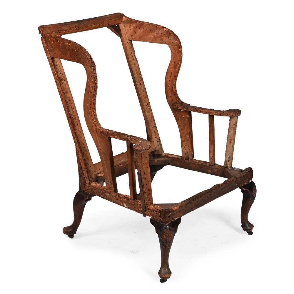 A GEORGE I WALNUT WING ARMCHAIR FRAME, CIRCA 1720