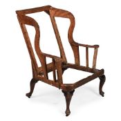 A GEORGE I WALNUT WING ARMCHAIR FRAME, CIRCA 1720