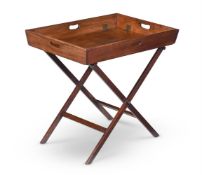 AN UNUSUAL GEORGE III MAHOGANY BUTLER'S TRAY AND STAND, LATE 18TH OR EARLY 19TH CENTURY
