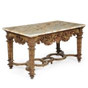 A BAROQUE PARCEL GILT, CREAM PAINTED AND CARVED CENTRE TABLE, FIRST HALF 18TH CENTURY