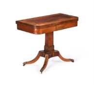 Y A REGENCY ROSEWOOD AND BRASS MARQUETRY CARD TABLE, CIRCA 1820