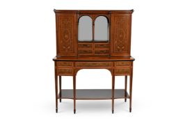 Y A ROSEWOOD, SATINWOOD AND MARQUETRY DECORATED SIDE CABINET, IN GEORGE III STYLE, LATE 19TH CENTURY