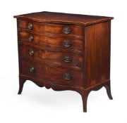 A GEORGE III MAHOGANY SERPENTINE FRONTED CHEST OF DRAWERS, CIRCA 1770