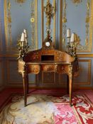 Y A KINGWOOD, SATINWOOD, PARQUETRY DECORATED AND ORMOLU MOUNTED WRITING DESK, BY MILLET