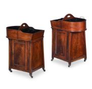 A PAIR OF GEORGE IV MAHOGANY DINING STANDS OR CUTLERY AND PLATE PEDESTALS, CIRCA 1825