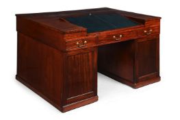 A REGENCY MAHOGANY PEDESTAL PARTNER'S DESK, CIRCA 1815