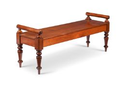 A WILLIAM IV MAHOGANY HALL BENCH, CIRCA 1835