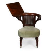 A GEORGE IV MAHOGANY LIBRARY READING CHAIR, IN THE MANNER OF MORGAN & SANDERS, CIRCA 1825