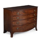 A GEORGE III MAHOGANY BOWFRONT DRESSING CHEST OF DRAWERS, CIRCA 1800