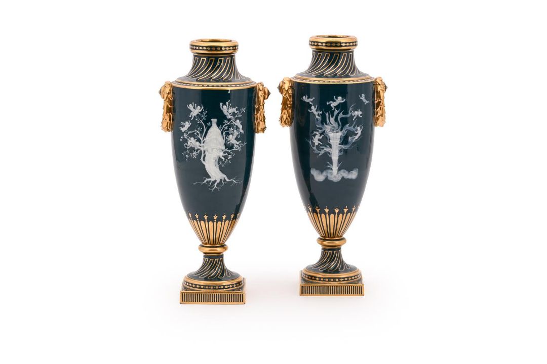 A PAIR OF MINTON PÂTE SUR PÂTE TWO HANDLED VASES, BY ALBOIN BIRKS, EARLY 20TH CENTURY - Image 2 of 4