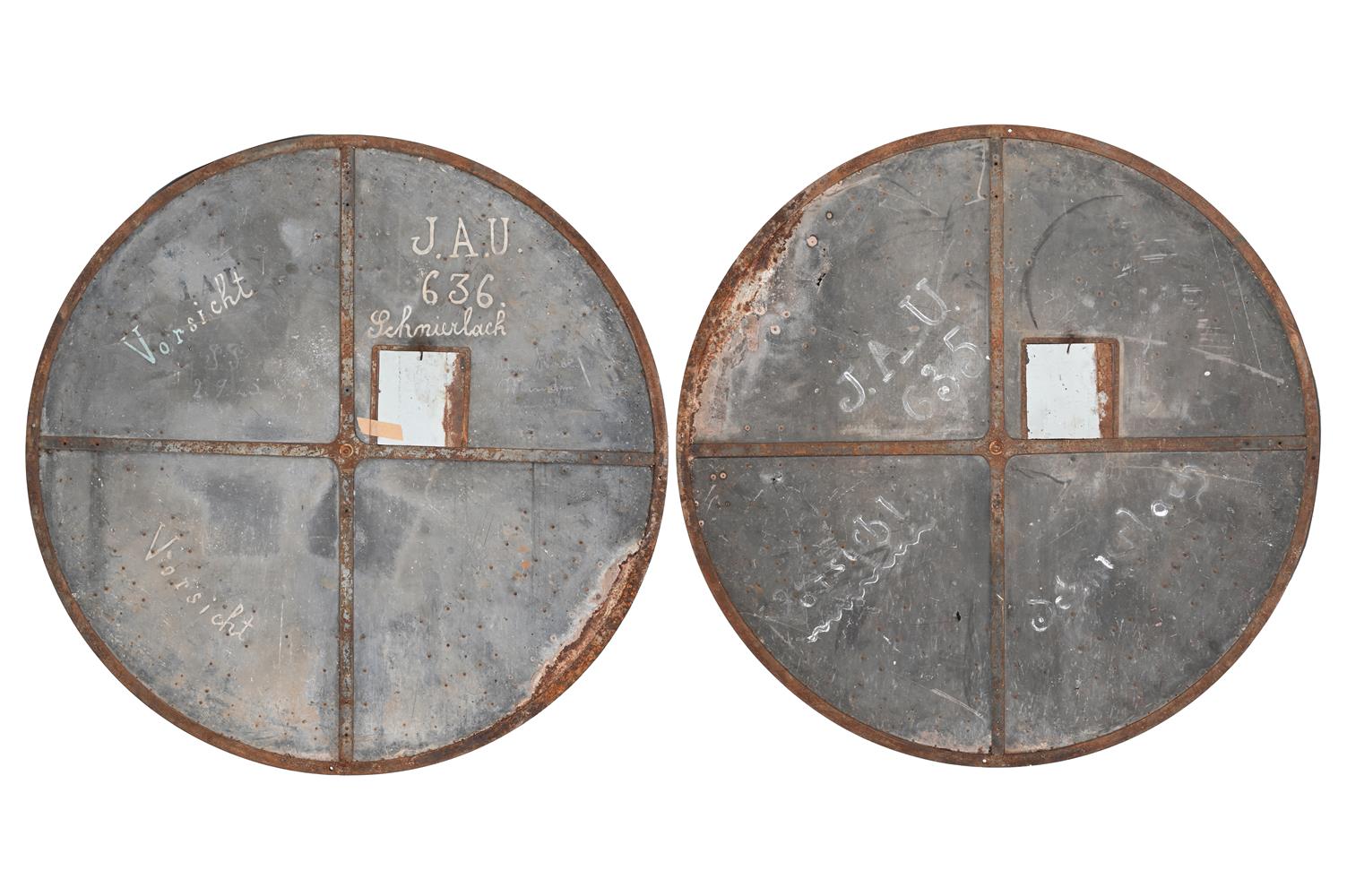 TWO VERY LARGE FRENCH TOWER CLOCK FACES OR DIALS, 19TH CENTURY - Image 2 of 2