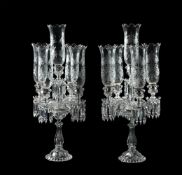 A PAIR OF BACCARAT PRESS MOULDED GLASS CANDELABRA, MODERN