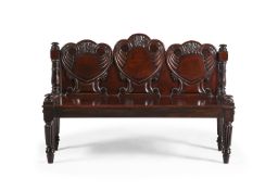 A WILLIAM IV CARVED MAHOGANY HALL BENCH, CIRCA 1835