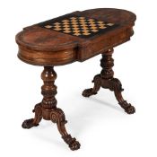 Y A FINE REGENCY ROSEWOOD AND BRASS MARQUETRY GAMES TABLE, ATTRIBUTED TO GILLOWS, CIRCA 1815