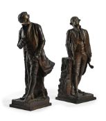 GIOVANNI BATTISTA AMENDOLA (ITALIAN 1848-1887), A PAIR OF BRONZE FIGURES EMBLEMATIC OF THE ARTS