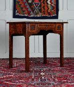A GEORGE I BURR YEW AND FIGURED OAK CROSSBANDED SIDE TABLE, CIRCA 1720