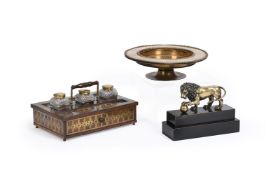 Y A REGENCY ROSEWOOD AND BRASS MARQUETRY DESK STAND, AND OTHER ITEMS