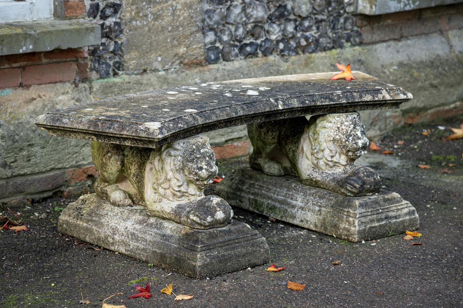 A STONE COMPOSITION SEAT, 20TH CENTURY